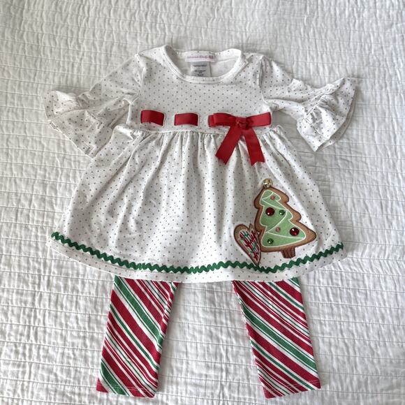 Bonnie Baby 2pc‎ Long Sleeve CHRISTMAS Top & Pants Toddler Girl 18m Boutique - Picture 1 of 4